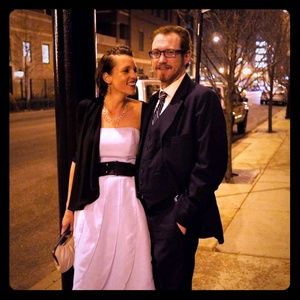 Pale blue cocktail or wedding party dress